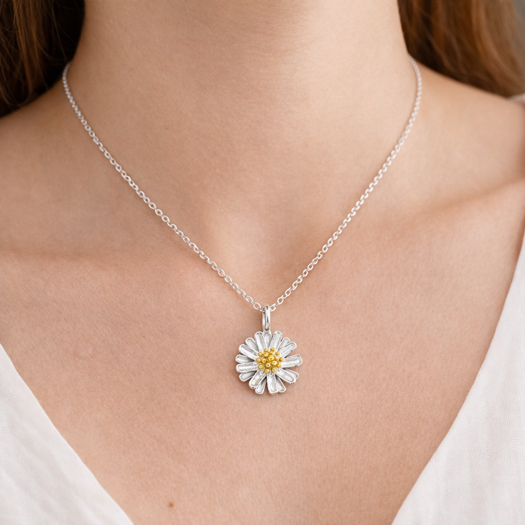 Collana pendente margherita argento 925 - immagine 2