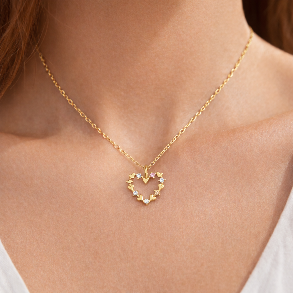 Collana Cuore con Zirconi Colorati in Argento 925 - immagine 2