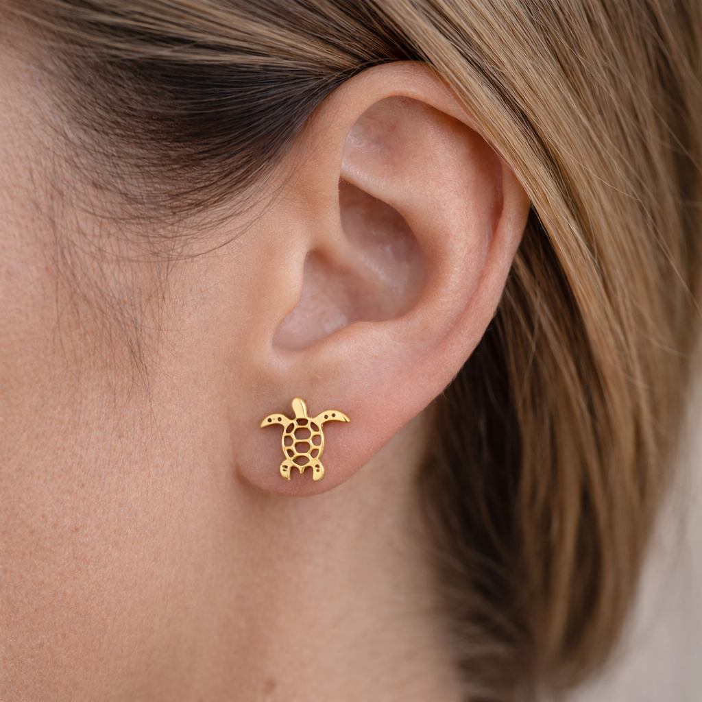 Orecchini lobo tartaruga acciaio - immagine 2