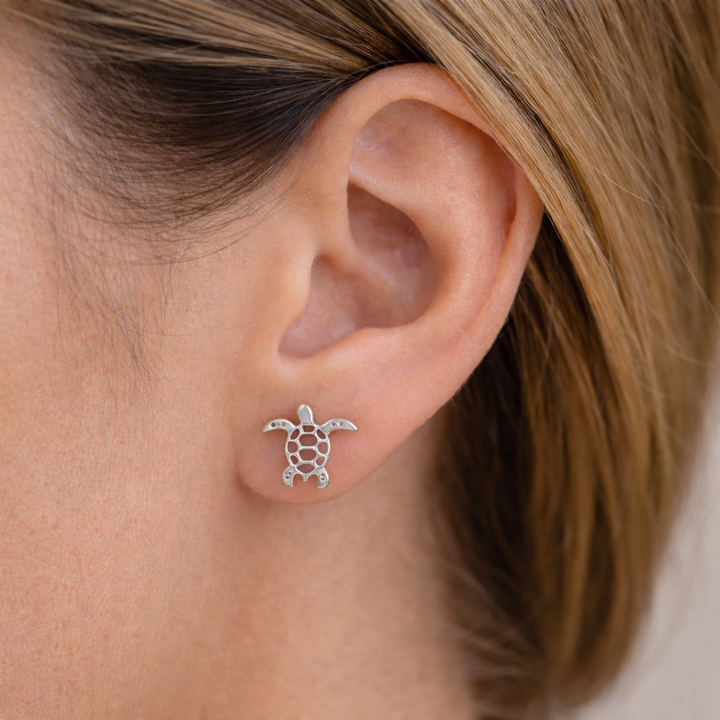 Orecchini lobo tartaruga acciaio - immagine 4