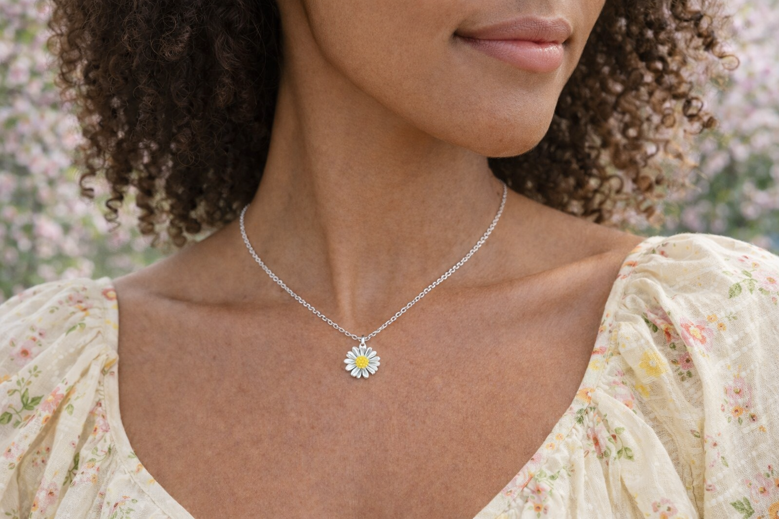 Collana pendente margherita argento 925 - immagine 3