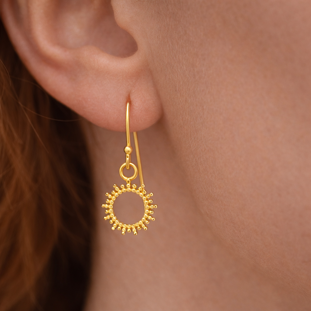 Orecchini Sole Argento 925 Dorati – Pendenti Luminosi Eleganti - immagine 2