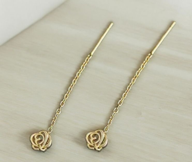 Orecchini saliscendi Rosa acciaio inossidabile - immagine 2