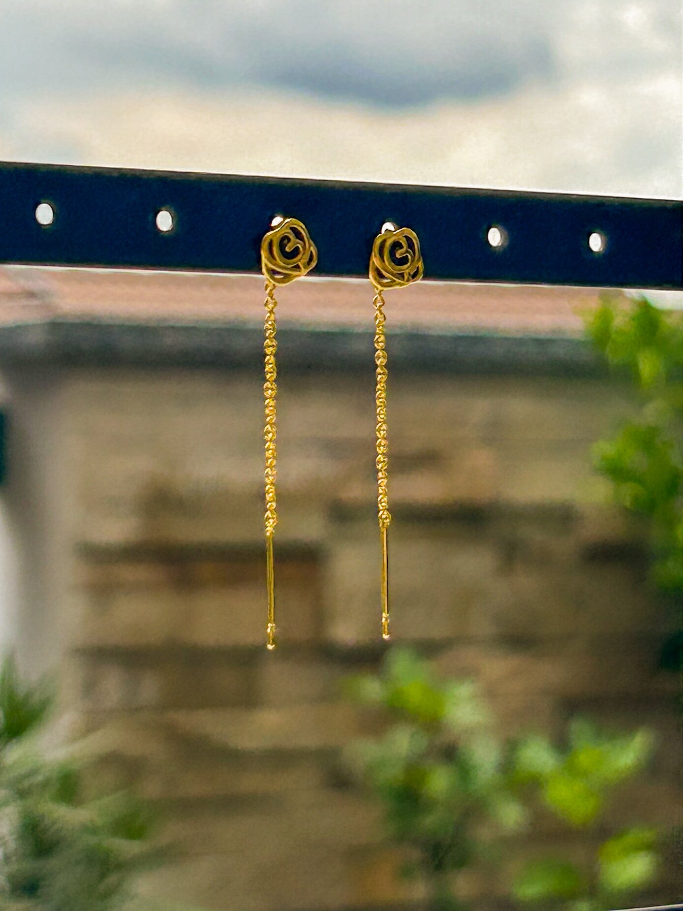 Orecchini saliscendi Rosa acciaio inossidabile - immagine 3