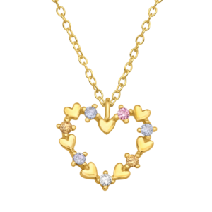 Collana Cuore con Zirconi Colorati in Argento 925