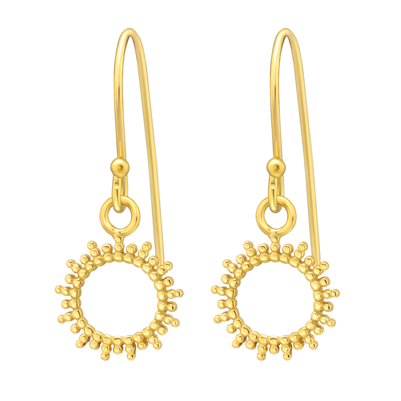 Orecchini Sole Argento 925 Dorati – Pendenti Luminosi Eleganti