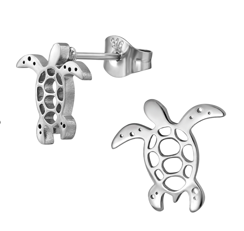 Orecchini lobo tartaruga acciaio - immagine 3